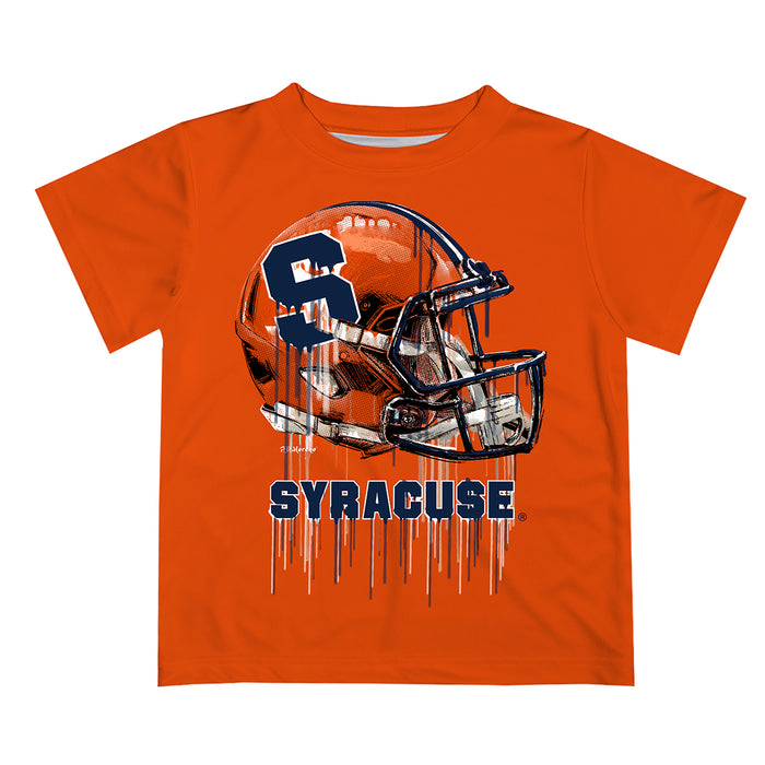 Syracuse Orange Original Dripping Football Helmet Orange T-Shirt by Vive La Fete