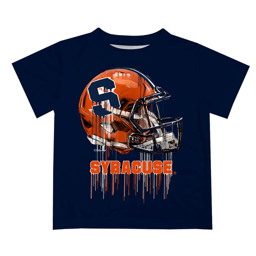 Syracuse Orange Original Dripping Football Helmet Blue T-Shirt by Vive La Fete