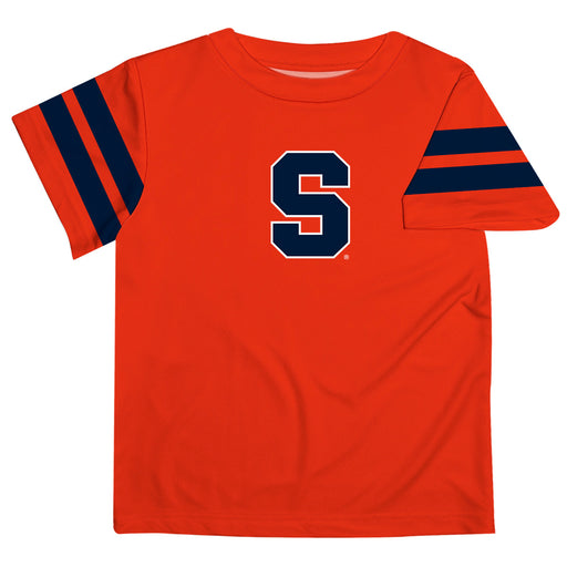 Syracuse Orange Vive La Fete Boys Game Day Orange Short Sleeve Tee with Stripes on Sleeves