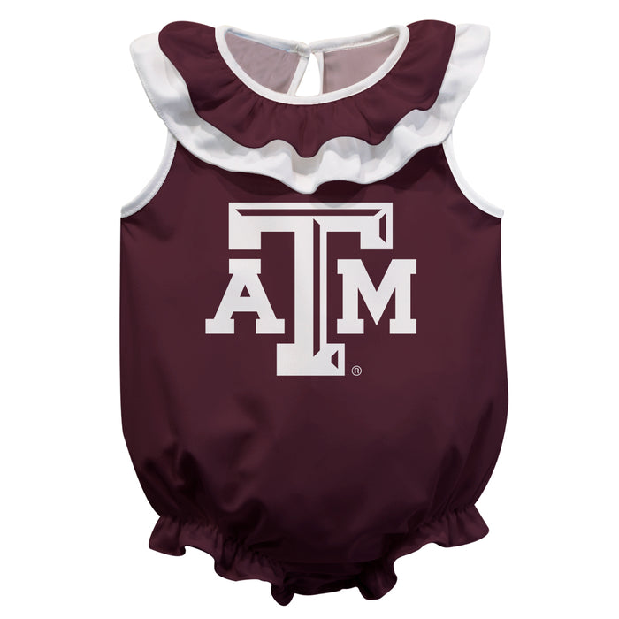 Texas A&M Aggies Maroon Sleeveless Ruffle Onesie Logo Bodysuit by Vive La Fete