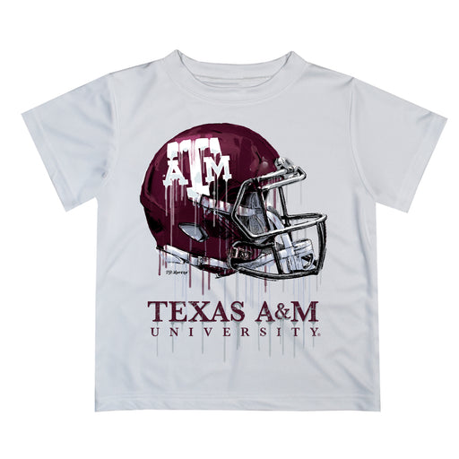 Texas A&M Aggies Original Dripping Football Helmet White T-Shirt by Vive La Fete