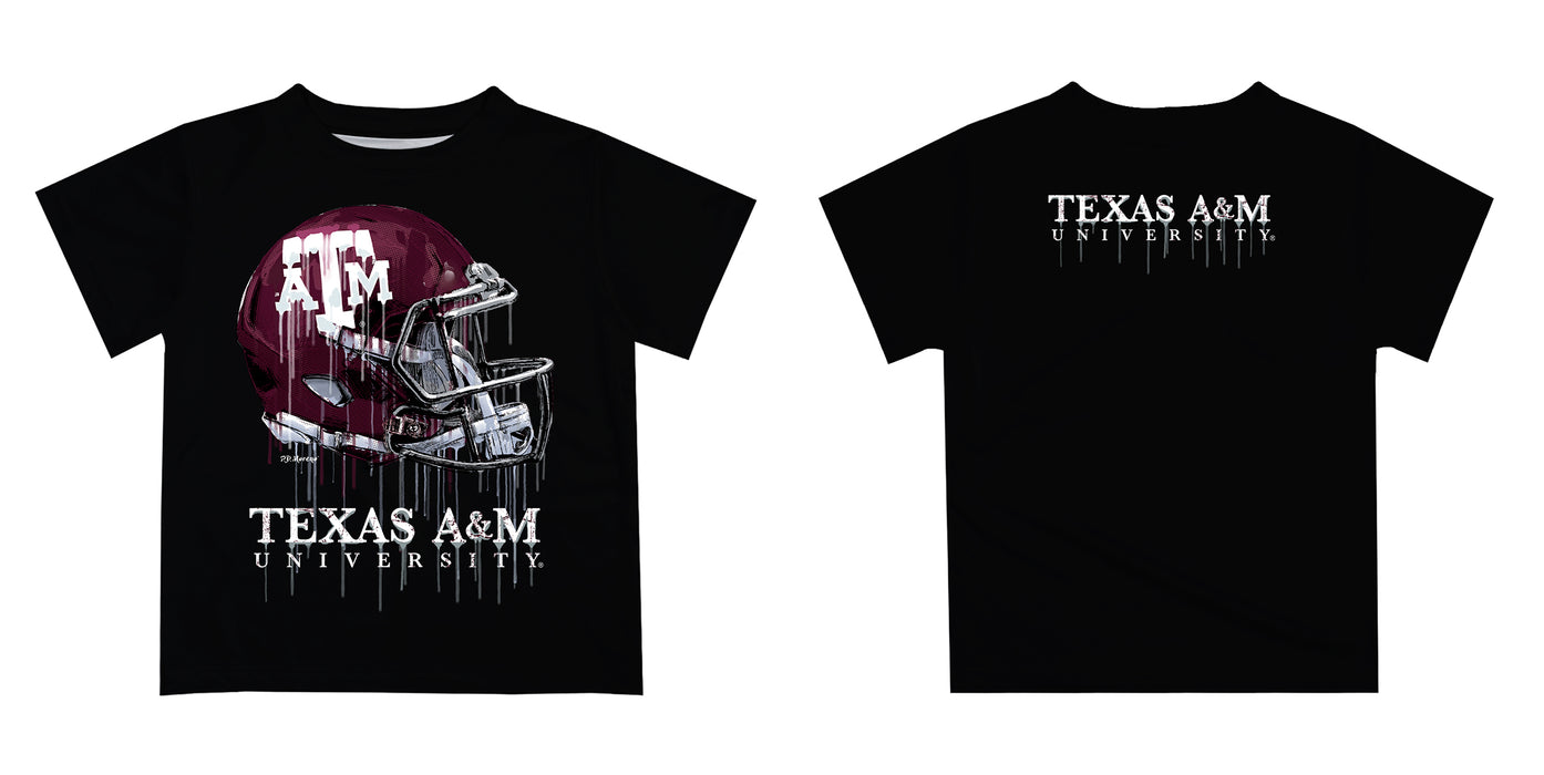 Texas A&M Aggies Original Dripping Football Helmet Black T-Shirt by Vive La Fete - Vive La Fête - Online Apparel Store