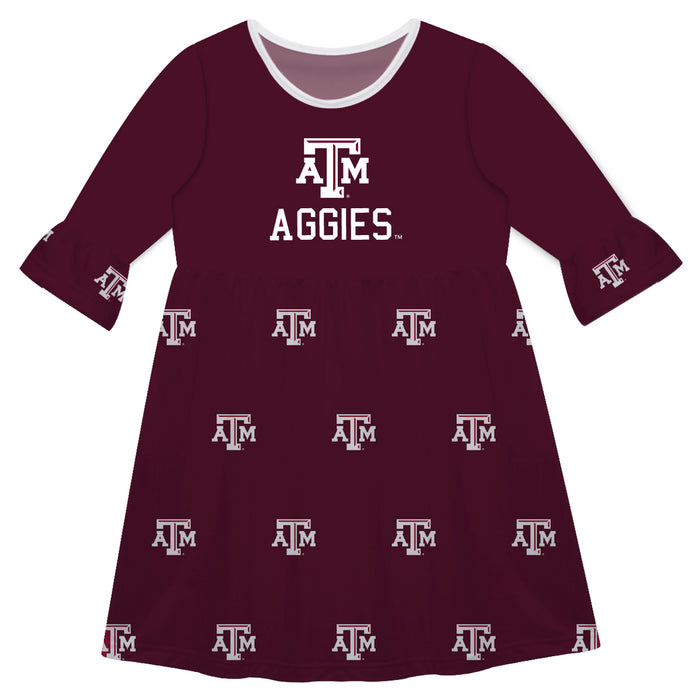 Texas A&M Print Maroon Amy Dress Three Quarter Sleeve - Vive La Fête - Online Apparel Store