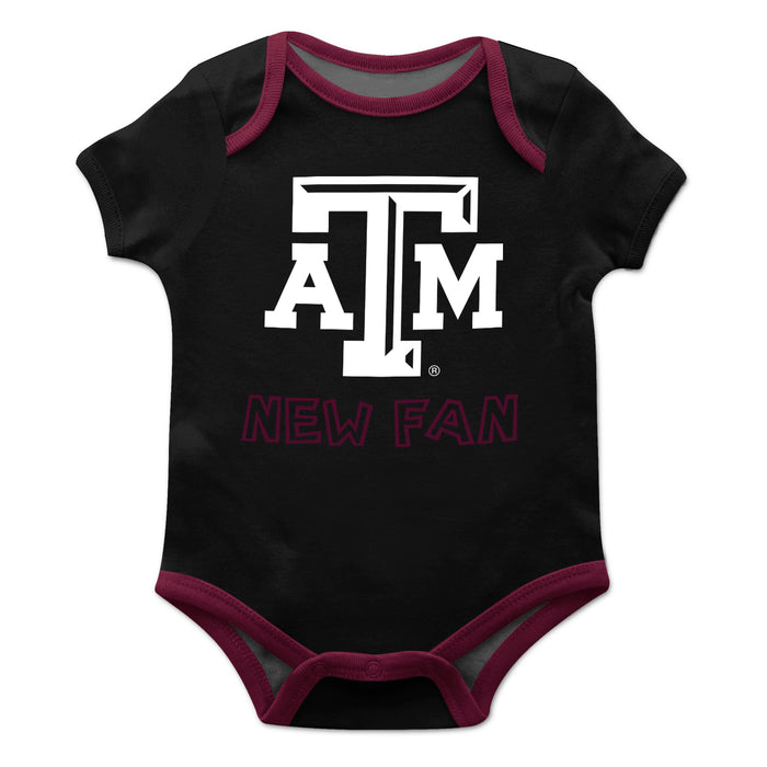 Texas A&M Solid Black Boys Onesie Short Sleeve - Vive La Fête - Online Apparel Store