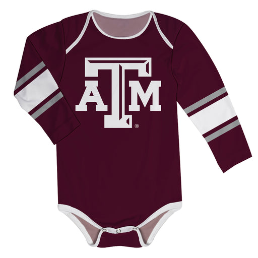 Texas A&M Stripes Maroon Long Sleeve Onesie - Vive La Fête - Online Apparel Store