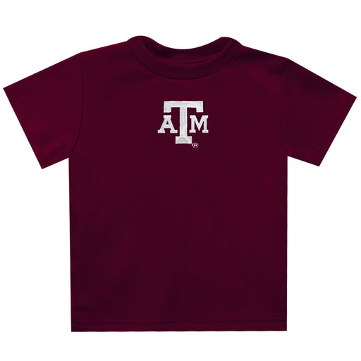 Texas AM Embroidered Knit Maroon Boys Tee Shirt Short Sleeve - Vive La Fête - Online Apparel Store