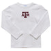 Texas AM Embroidered White Knit Long Sleeve Boys Tee Shirt