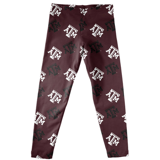 Texas AM All Over Logo Maroon Leggings - Vive La Fête - Online Apparel Store