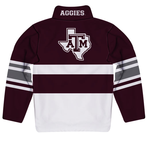 Texas A&M Logo Stripes Maroon Long Sleeve Quarter Zip Sweatshirt - Vive La Fête - Online Apparel Store