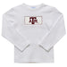 Texas AM Smocked White Knit Long Sleeve Boys Tee Shirt