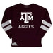 Texas AM Stripes Maroon Long Sleeve Fleece Sweatshirt Side Vents - Vive La Fête - Online Apparel Store