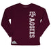 Texas AM Aggies Logo Maroon Long Sleeve Fleece Sweatshirt Side Vents - Vive La Fête - Online Apparel Store