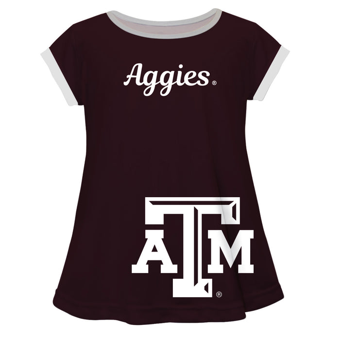 Texas AM Big Logo Maroon Short Sleeve Girls Laurie Top - Vive La Fête - Online Apparel Store