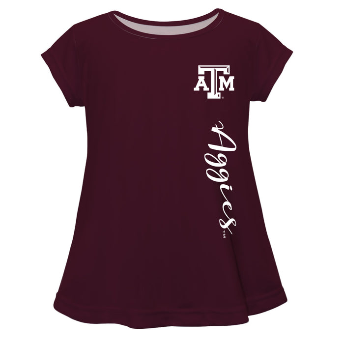 Texas AM Aggies Maroon Solid Short Sleeve Girls Laurie Top - Vive La Fête - Online Apparel Store
