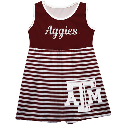 Texas A&M Big Logo Maroon And White Stripes Tank Dress - Vive La Fête - Online Apparel Store