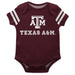 Texas AM Aggies Maroon Short Sleeve Onesie With White Stripes - Vive La Fête - Online Apparel Store