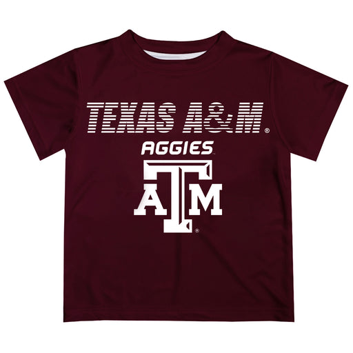 Texas AM Solid Stripped Logo Maroon Short Sleeve Tee Shirt - Vive La Fête - Online Apparel Store