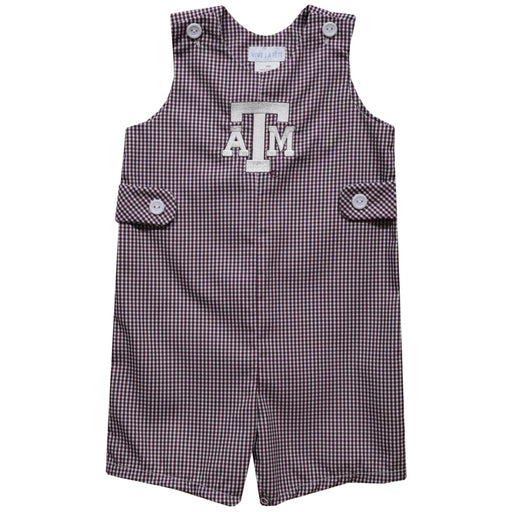 Texas AM Aggies Embroidered Maroon Gingham Boys Jon Jon