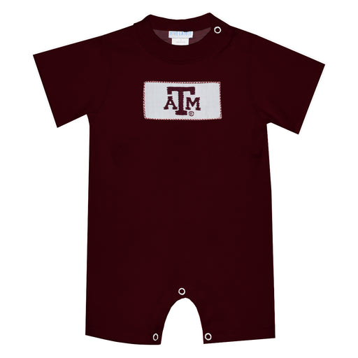 Texas A&M Aggies  Smocked Red  Knit Short Sleeve Boys Romper