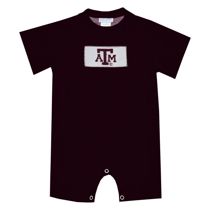 Texas AM Aggies Smocked Maroon Knit Short Sleeve Boys Bubble