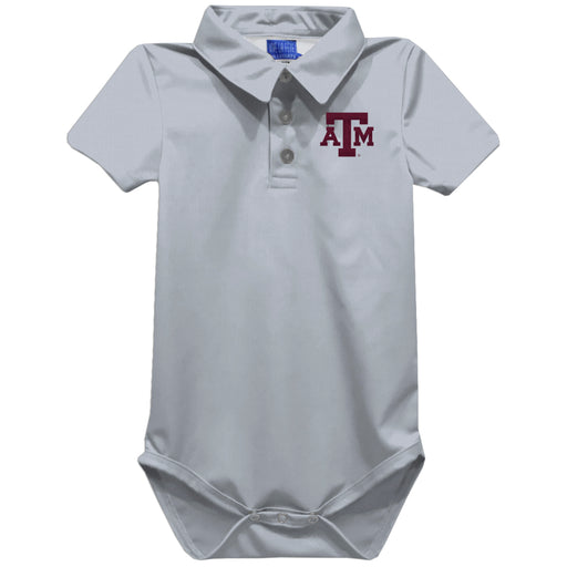 Texas A&M Aggies Embroidered Gray Solid Knit Polo Onesie