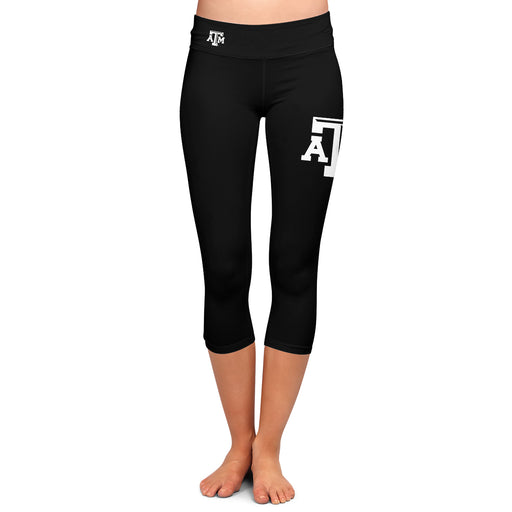 Texas A&M Aggies Vive La Fete Game Day Collegiate Large Logo on Thigh and Waist Girls Black Capri Leggings