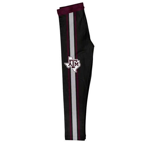 Texas A&M Aggies Vive La Fete Girls Game Day Black with Blue Stripes Leggings Tights