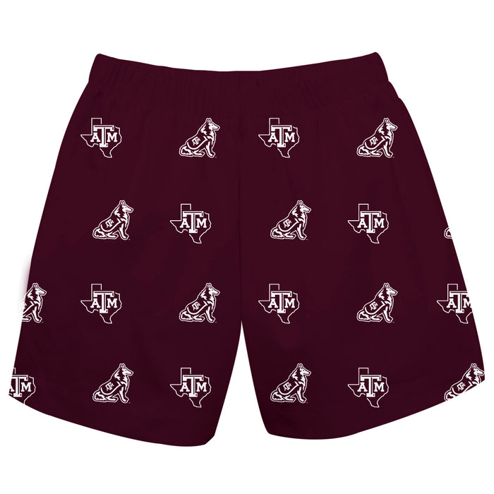 Texas A&M Aggies Vive La Fete Boys Game Day All Over Logo Elastic Waist Classic Play Maroon Pull On Short