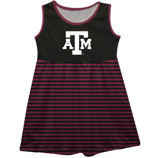 Texas A&M Aggies Vive La Fete Girls Game Day Sleeveless Tank Dress Solid Black Logo Stripes on Skirt