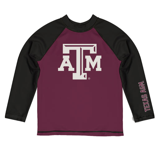 Texas A&M Aggies Vive La Fete Maroon and Black Long Sleeve Raglan Rashguard
