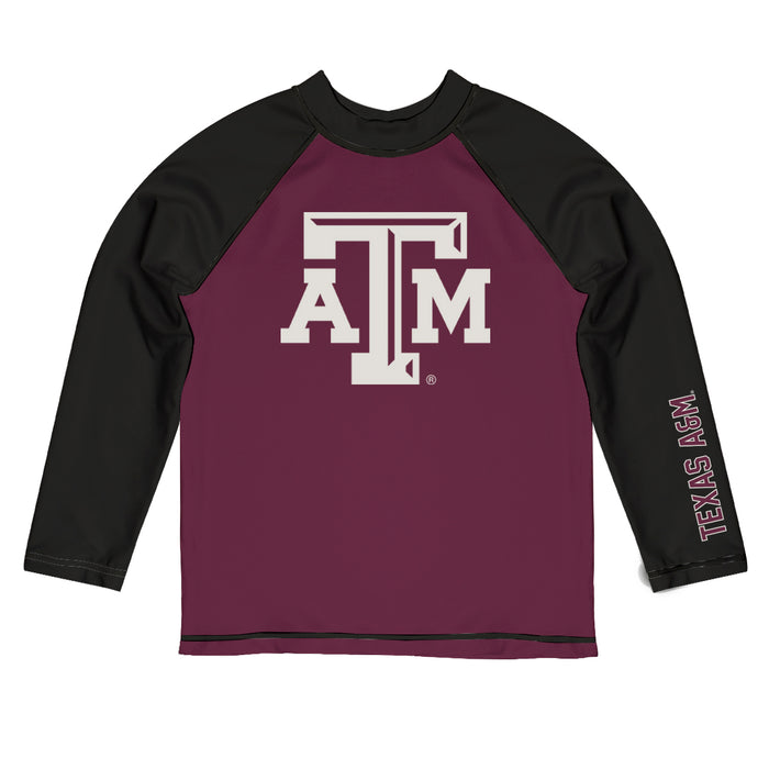Texas A&M Aggies Vive La Fete Maroon and Black Long Sleeve Raglan Rashguard