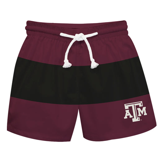 Texas A&M Aggies Vive La Fete Maroon Black Stripes Swimtrunks V2