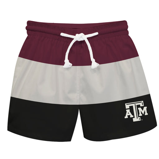 Texas A&M Aggies Vive La Fete Maroon White Black Stripes Swimtrunks V1