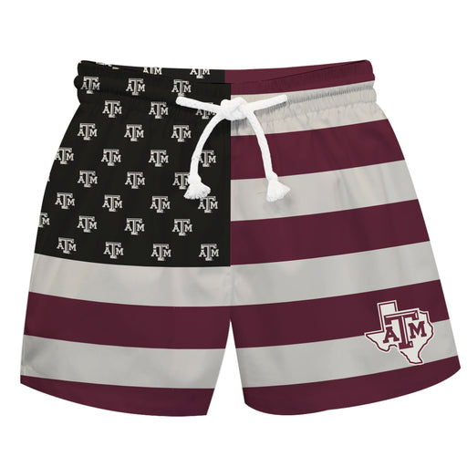 Texas A&M Aggies Vive La Fete Game Day Maroon Gray Black Flag Swimtrunks V1