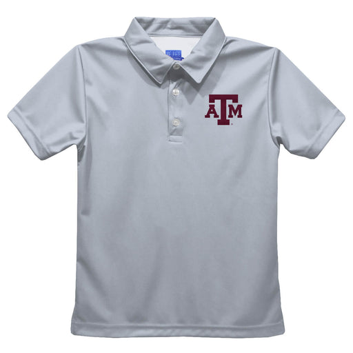 Texas A&M Aggies Embroidered Gray Short Sleeve Polo Box Shirt