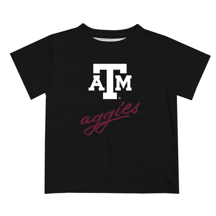 Texas A&M Aggies Vive La Fete Script V1 Black Short Sleeve Tee Shirt