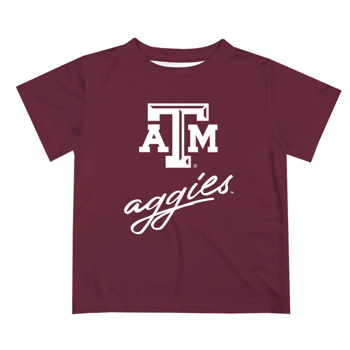 Texas A&M Aggies Vive La Fete Script V1 Maroon Short Sleeve Tee Shirt