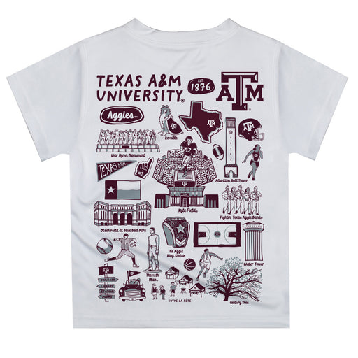 Texas A&M Aggies Hand Sketched Vive La Fete Impressions Artwork Boys Maroon Short Sleeve Tee Shirt - Vive La Fête - Online Apparel Store