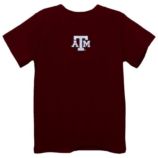 Texas AM Aggies Embroidered Burgundy Short Sleeve Boys Tee Shirt