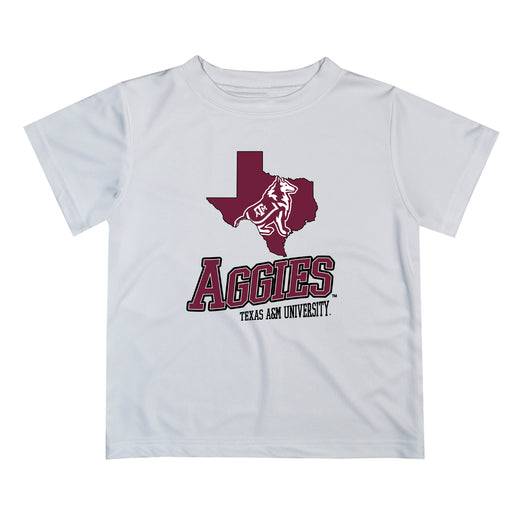 Texas A&M Aggies Vive La Fete State Map White Short Sleeve Tee Shirt