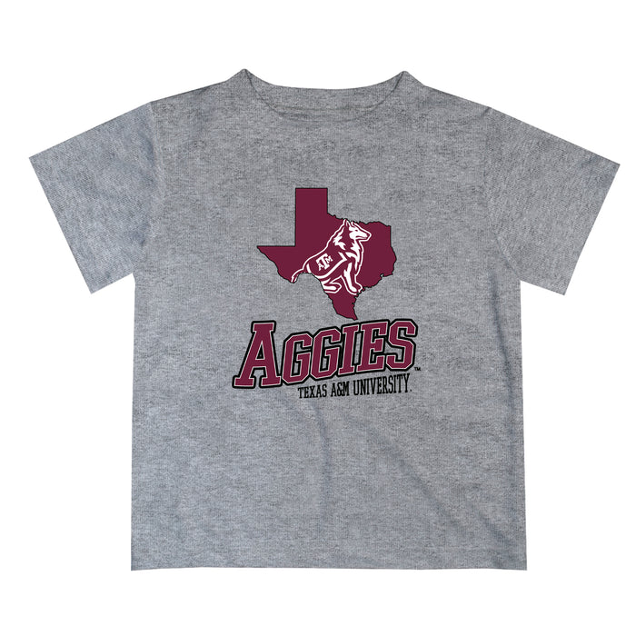 Texas A&M Aggies Vive La Fete State Map Gray Short Sleeve Tee Shirt