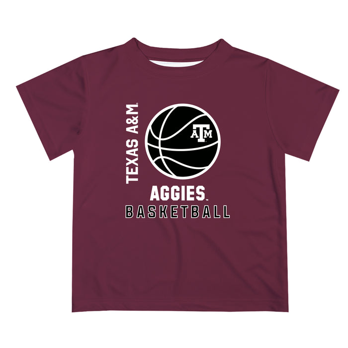 Texas A&M Aggies Vive La Fete Basketball V1 Maroon Short Sleeve Tee Shirt