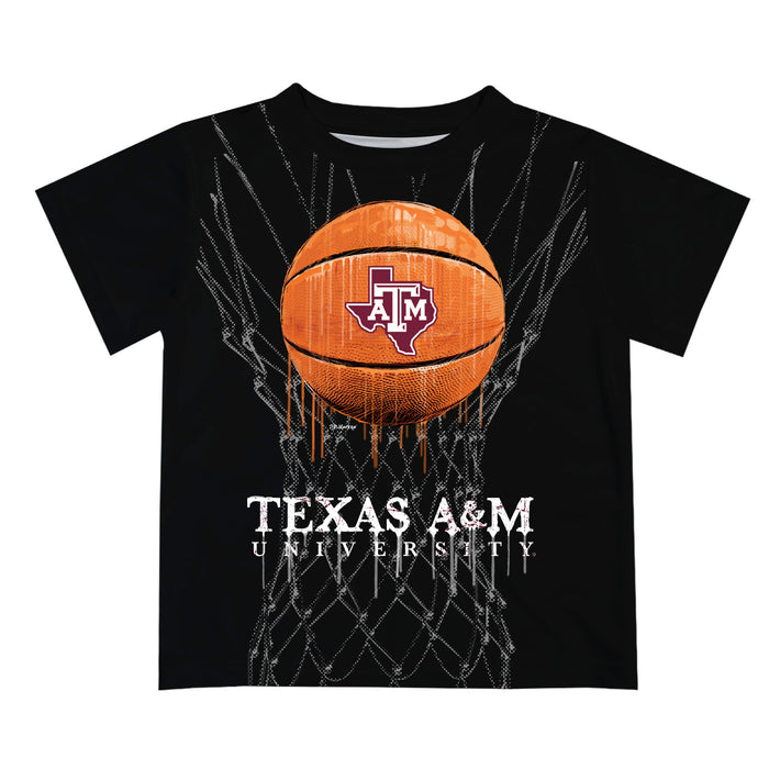 Texas A&M Aggies Original Dripping Basketball Black T-Shirt by Vive La Fete