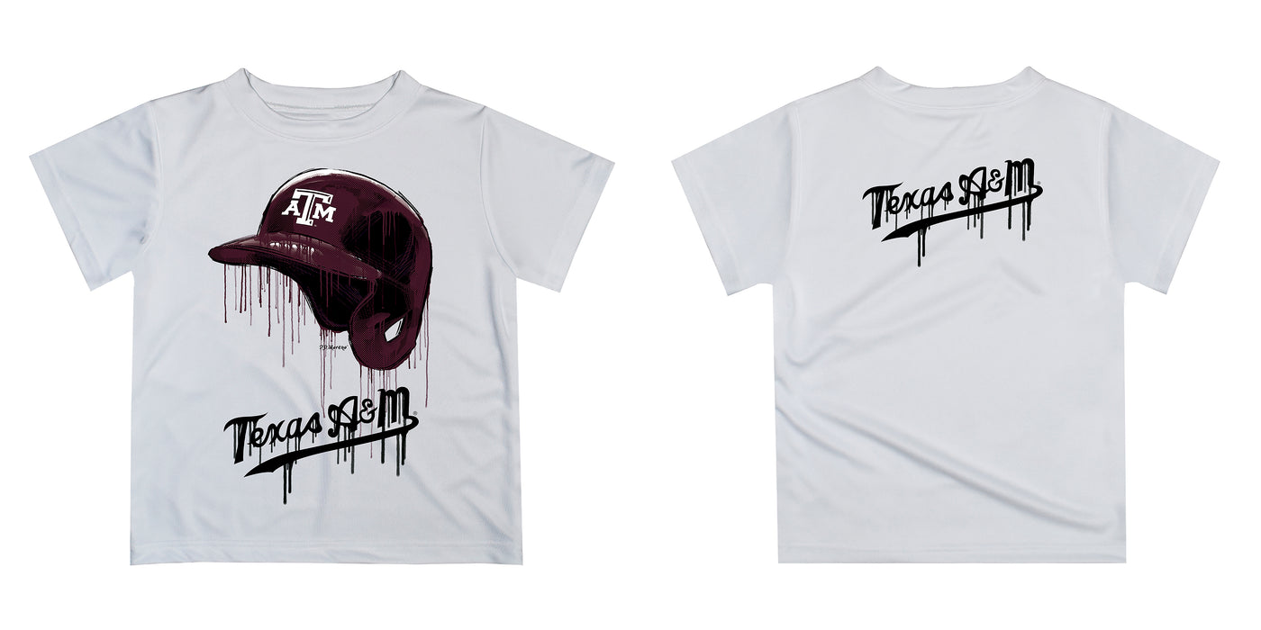 Texas A&M Aggies Original Dripping Baseball Helmet Maroon T-Shirt by Vive La Fete - Vive La Fête - Online Apparel Store