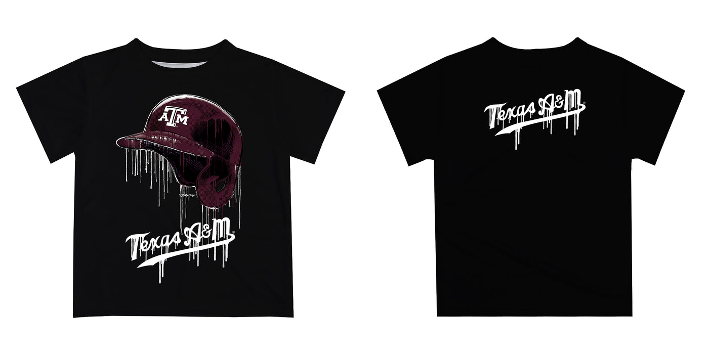 Texas A&M Aggies Original Dripping Baseball Helmet Maroon T-Shirt by Vive La Fete - Vive La Fête - Online Apparel Store