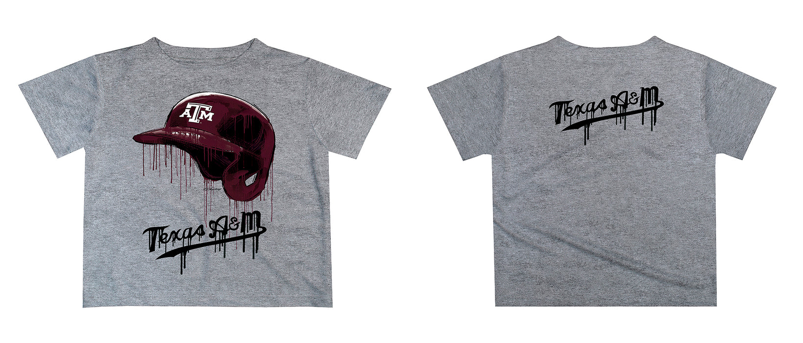 Texas A&M Aggies Original Dripping Baseball Helmet Maroon T-Shirt by Vive La Fete - Vive La Fête - Online Apparel Store