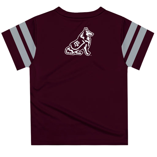 Texas A&M Aggies Vive La Fete Boys Game Day Maroon Short Sleeve Tee with Stripes on Sleeves - Vive La Fête - Online Apparel Store