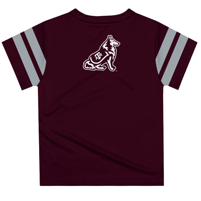 Texas A&M Aggies Vive La Fete Boys Game Day Maroon Short Sleeve Tee with Stripes on Sleeves - Vive La Fête - Online Apparel Store