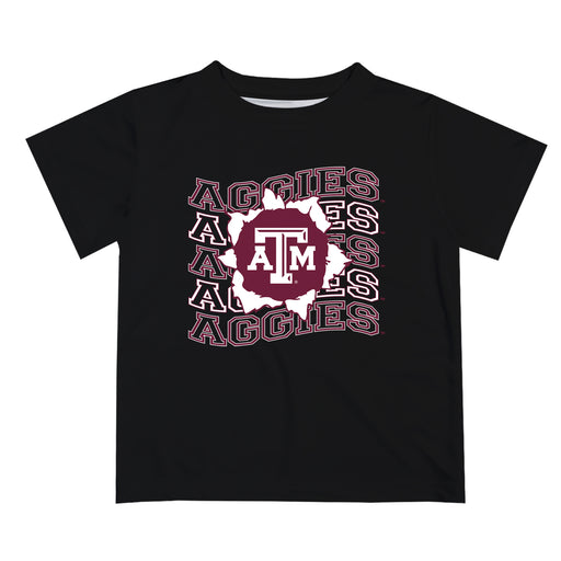 Texas A&M Aggies Vive La Fete Black Art V1 Short Sleeve Tee Shirt