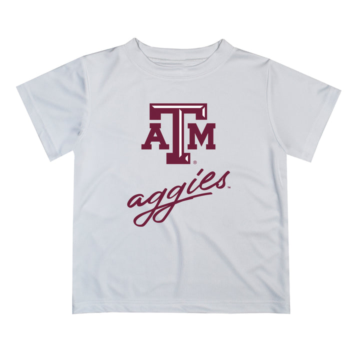 Texas A&M Aggies Vive La Fete Script V1 White Short Sleeve Tee Shirt
